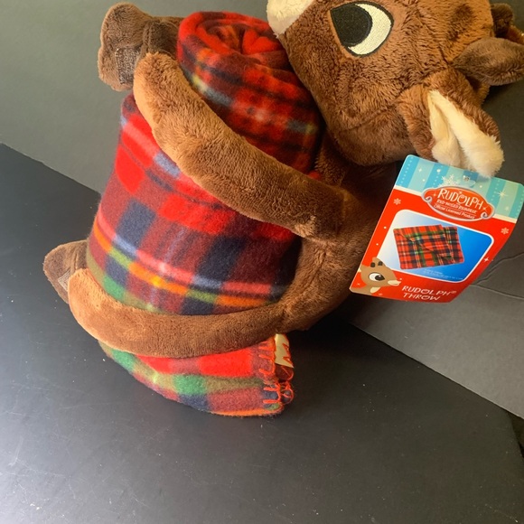 Rudolph The Red Nosed Reindeer Rudolph Fleece Throw / Blanket With Plush. NEW - Picture 2 of 3